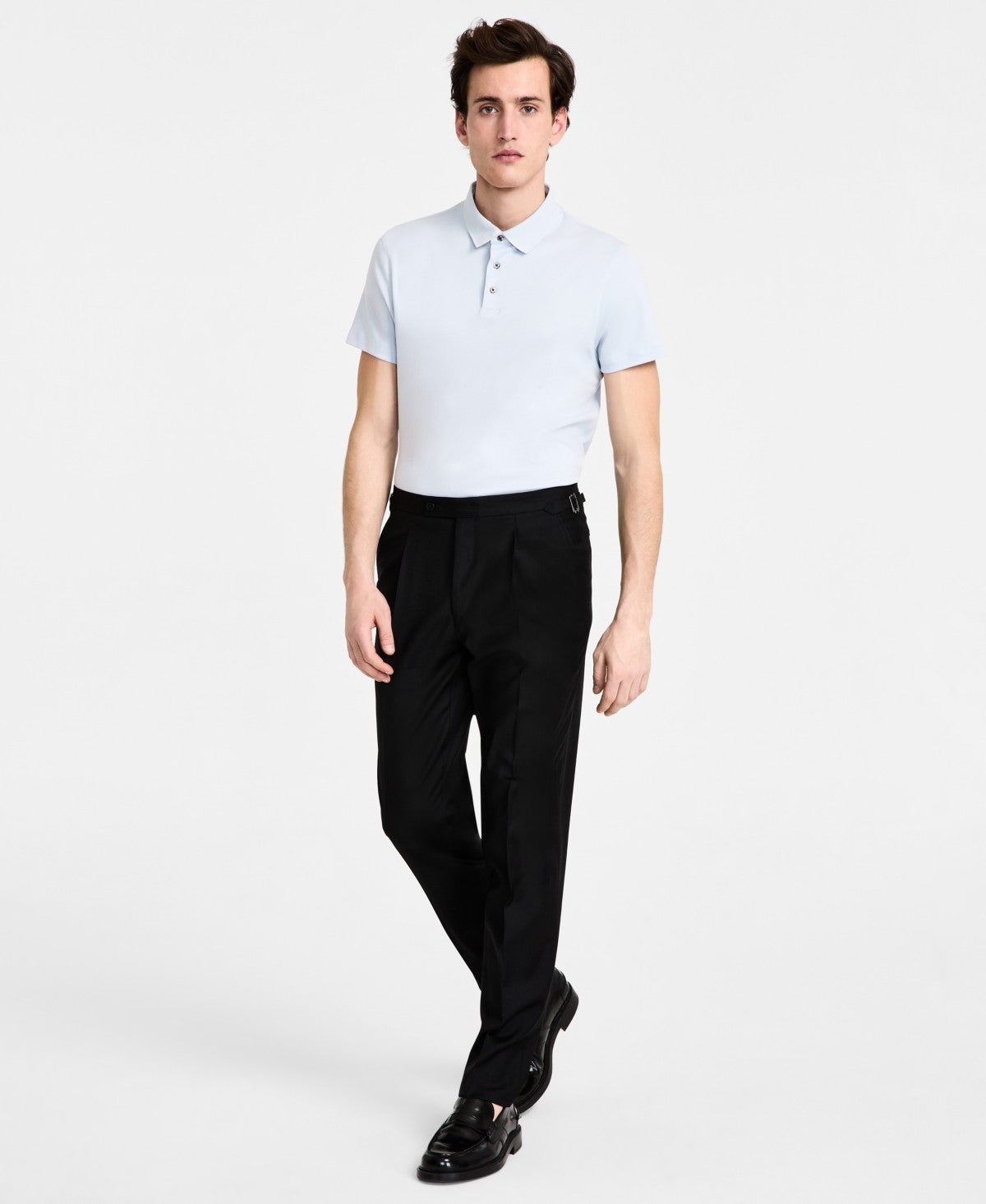 Calvin Klein Mens Slim fit Dress Pants 38 / 32 Black Solid Stretch Wool