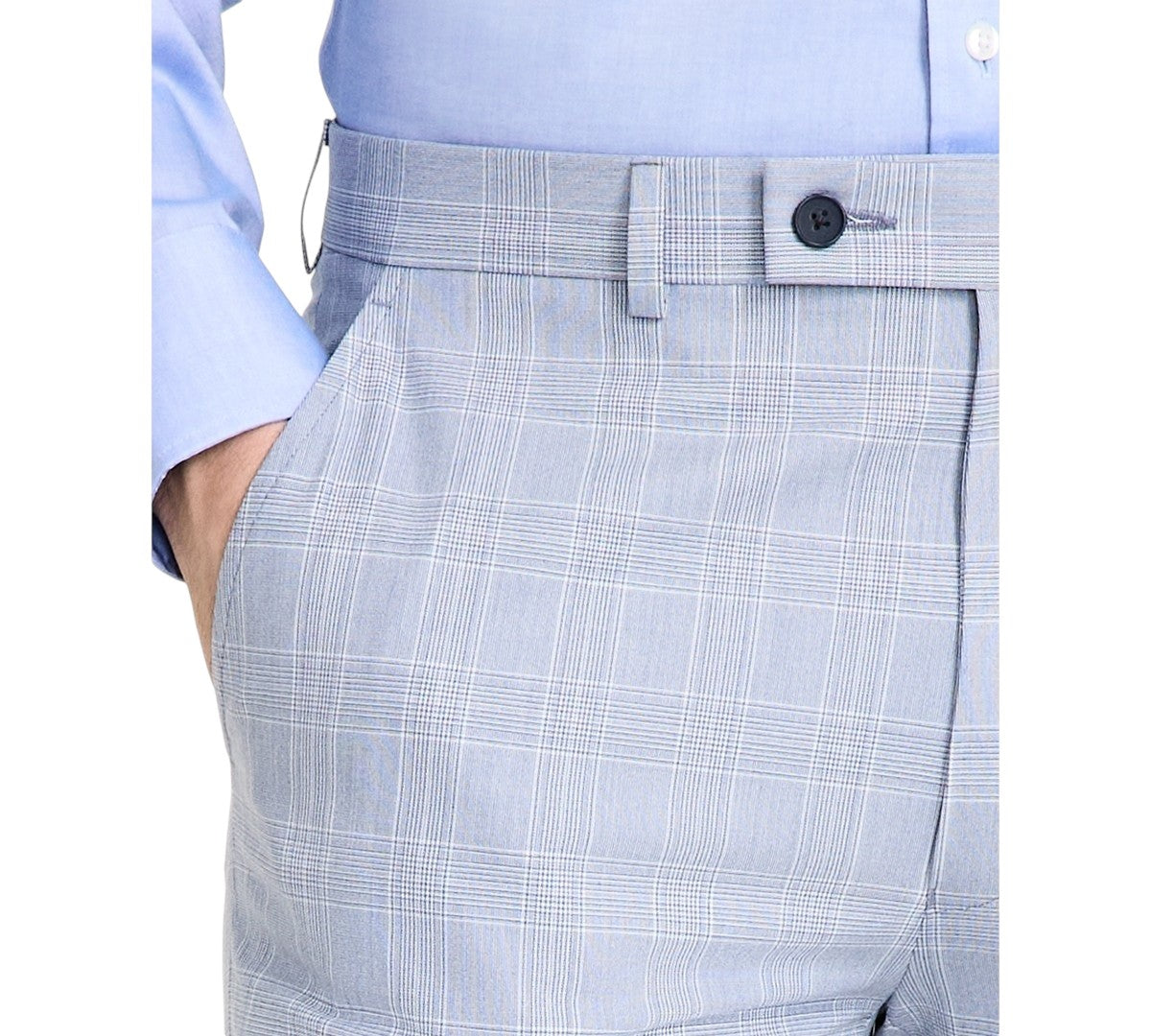 Calvin Klein Mens Slim fit Dress Pants 32 / 30 Light Blue Plaid