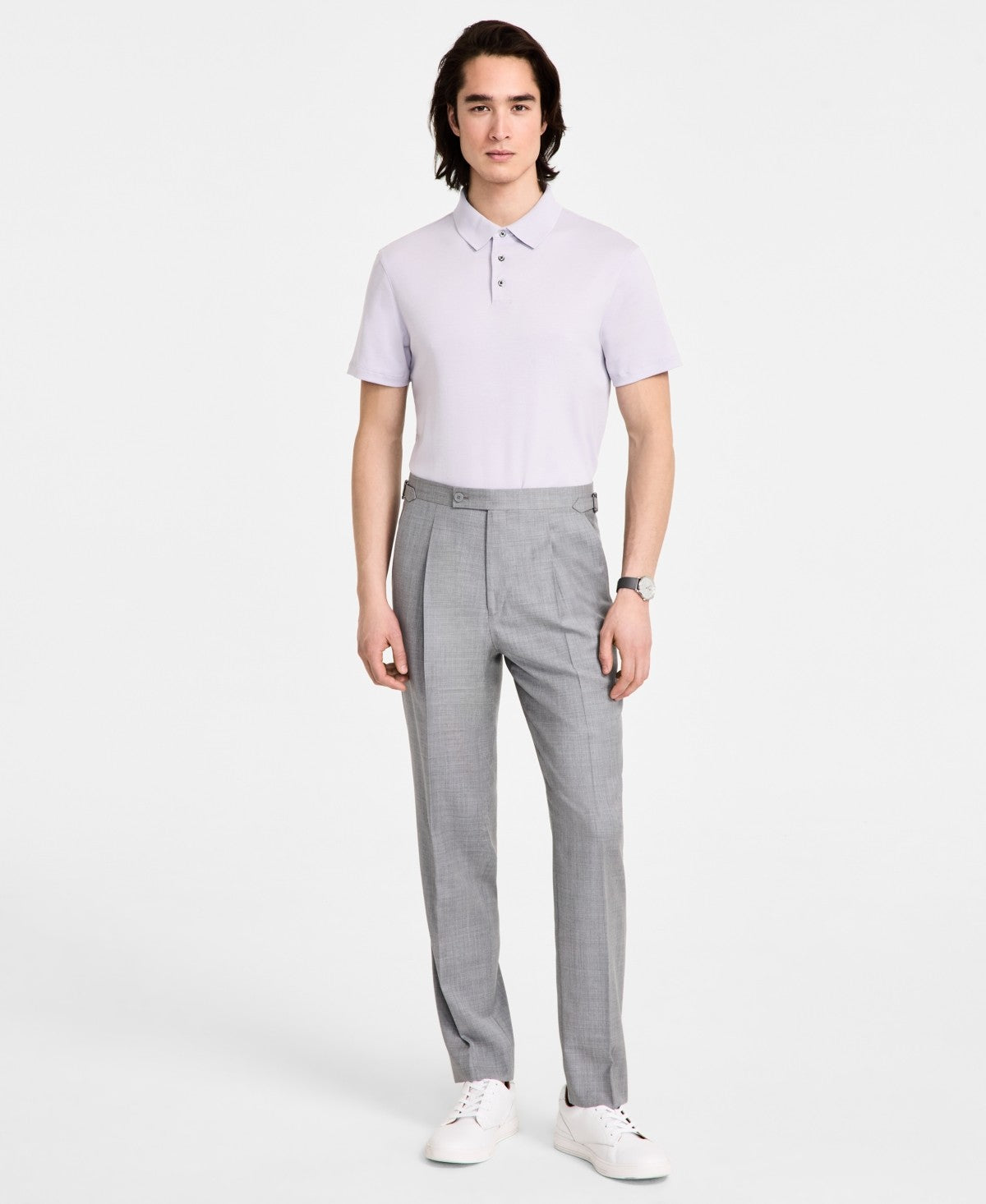 Calvin Klein Mens Slim fit Dress Pants 36 / 30 Light Grey Solid Wool