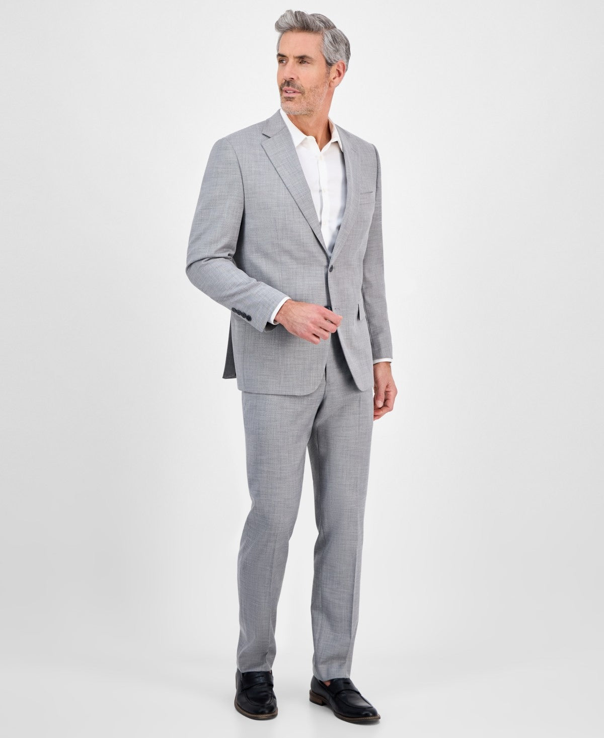 Tallia Mens Classic fit Suit Jacket Blazer 38 R Light Gray Solid