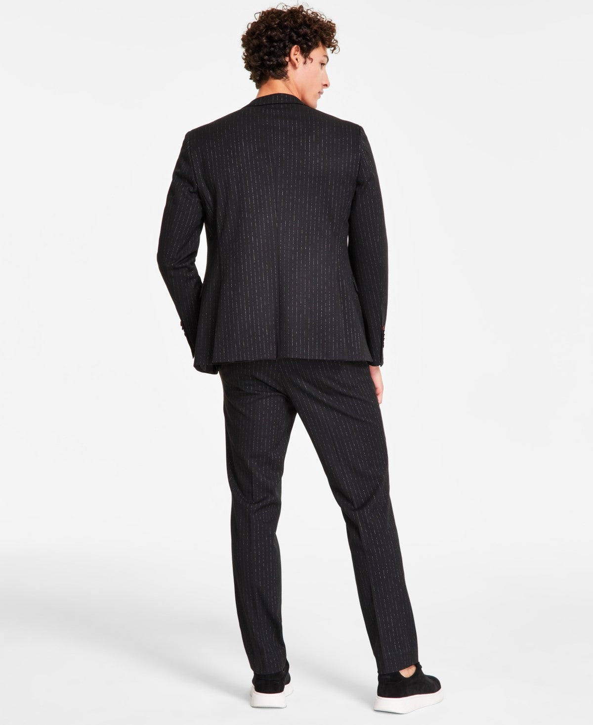 Hugo Boss Men Modern fit 2 Piece Suit 36 S Pants 30 / 32 Black Metalic Striped