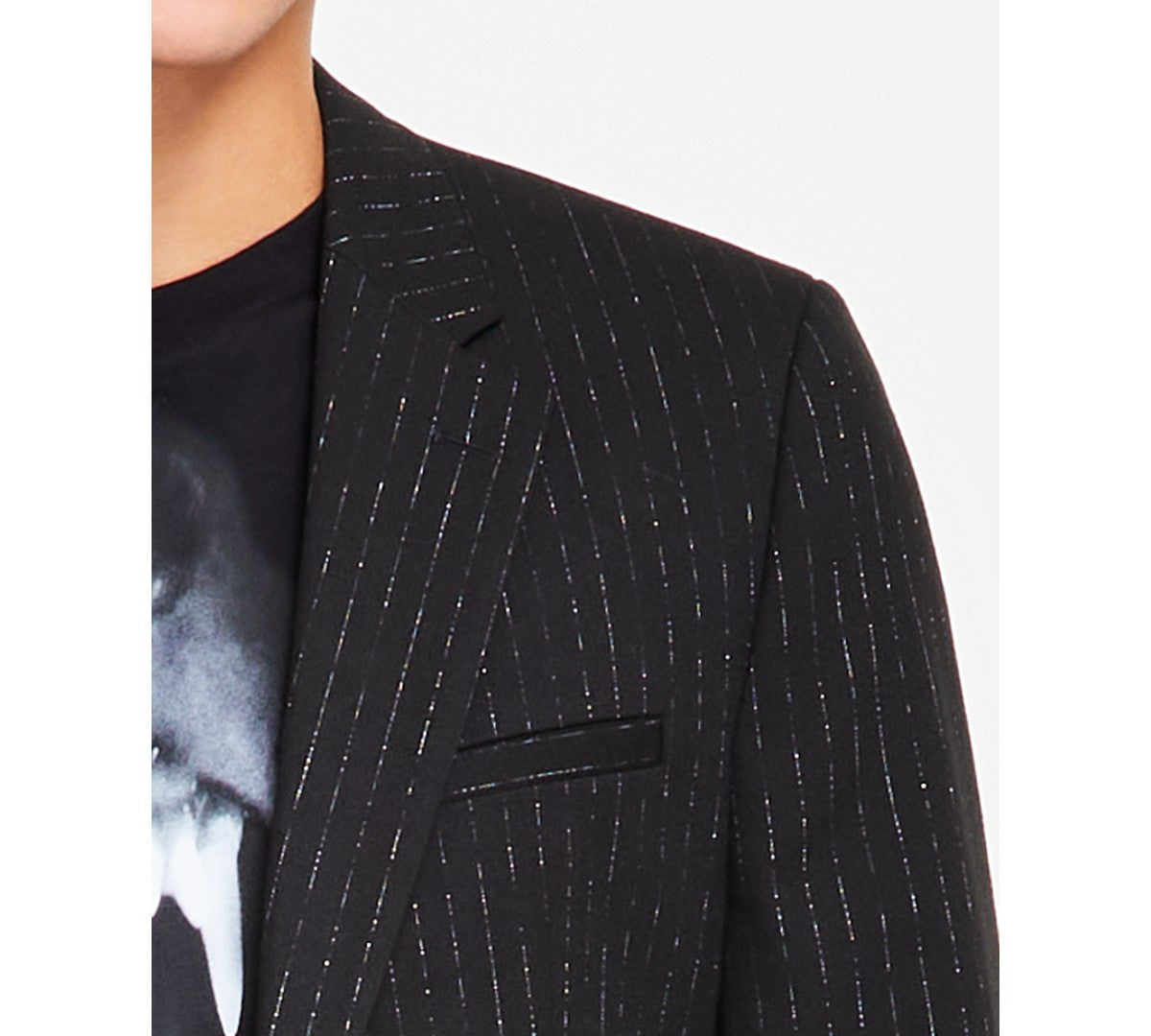 Hugo Boss Men Modern fit 2 Piece Suit 36 S Pants 30 / 32 Black Metalic Striped