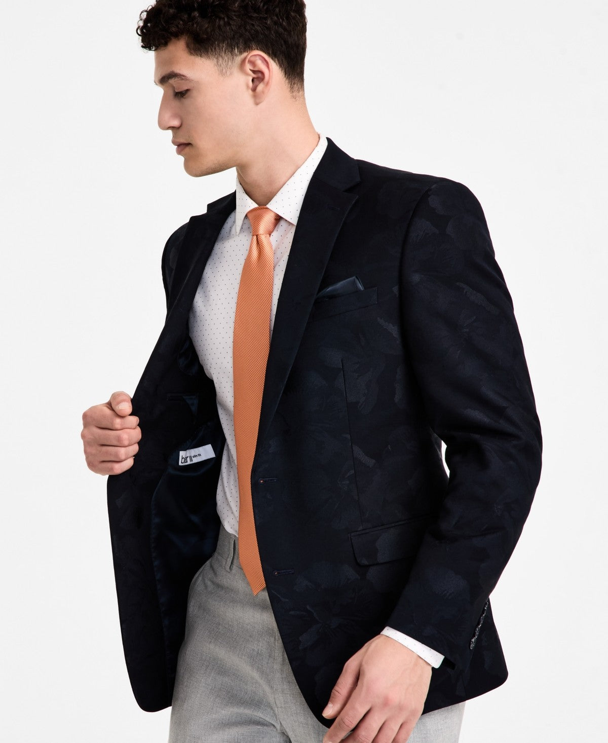 Bar Iii Mens Slim fit Sport Coat Blazer 42 L Navy Blue Floral