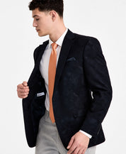 Bar Iii Mens Slim fit Sport Coat Blazer 42 L Navy Blue Floral