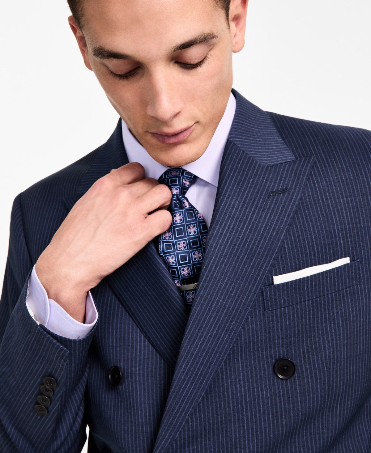 Brooks Brothers Mens Classic fit Wool Suit Jacket Blazer 40 R Blue Pinstripe