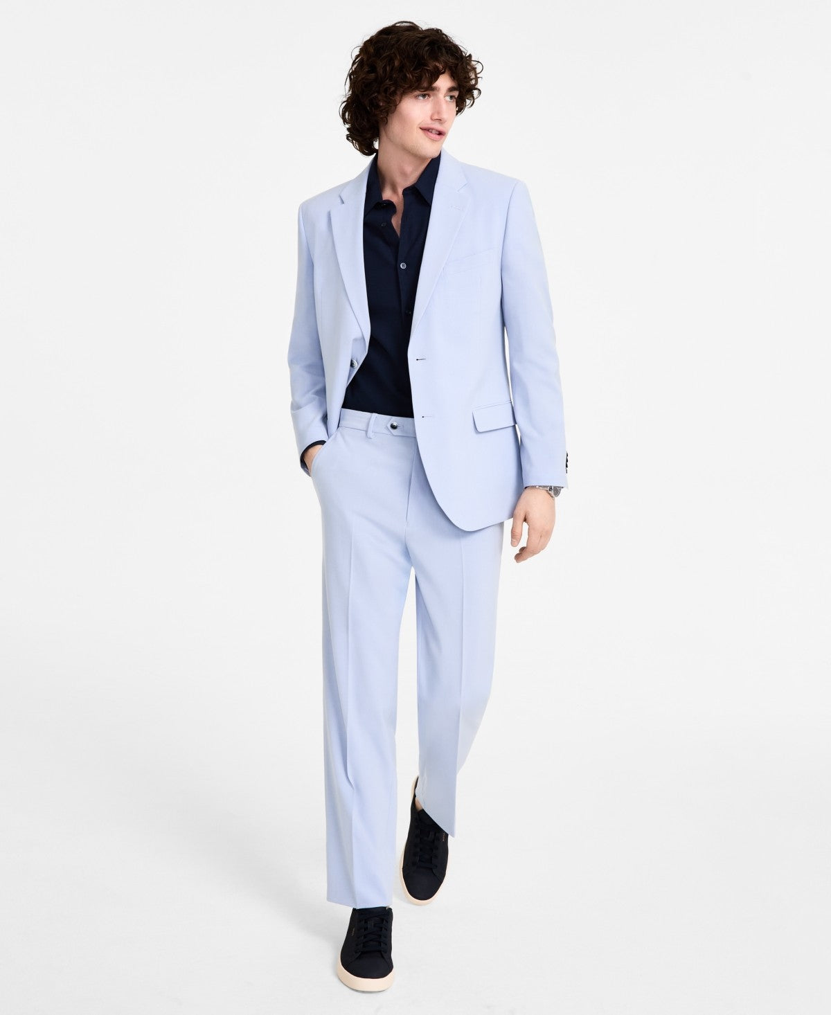 Nautica Mens Modern fit 2 Piece Suit 36 S / 30 Waist Light Blue Solid Stretch