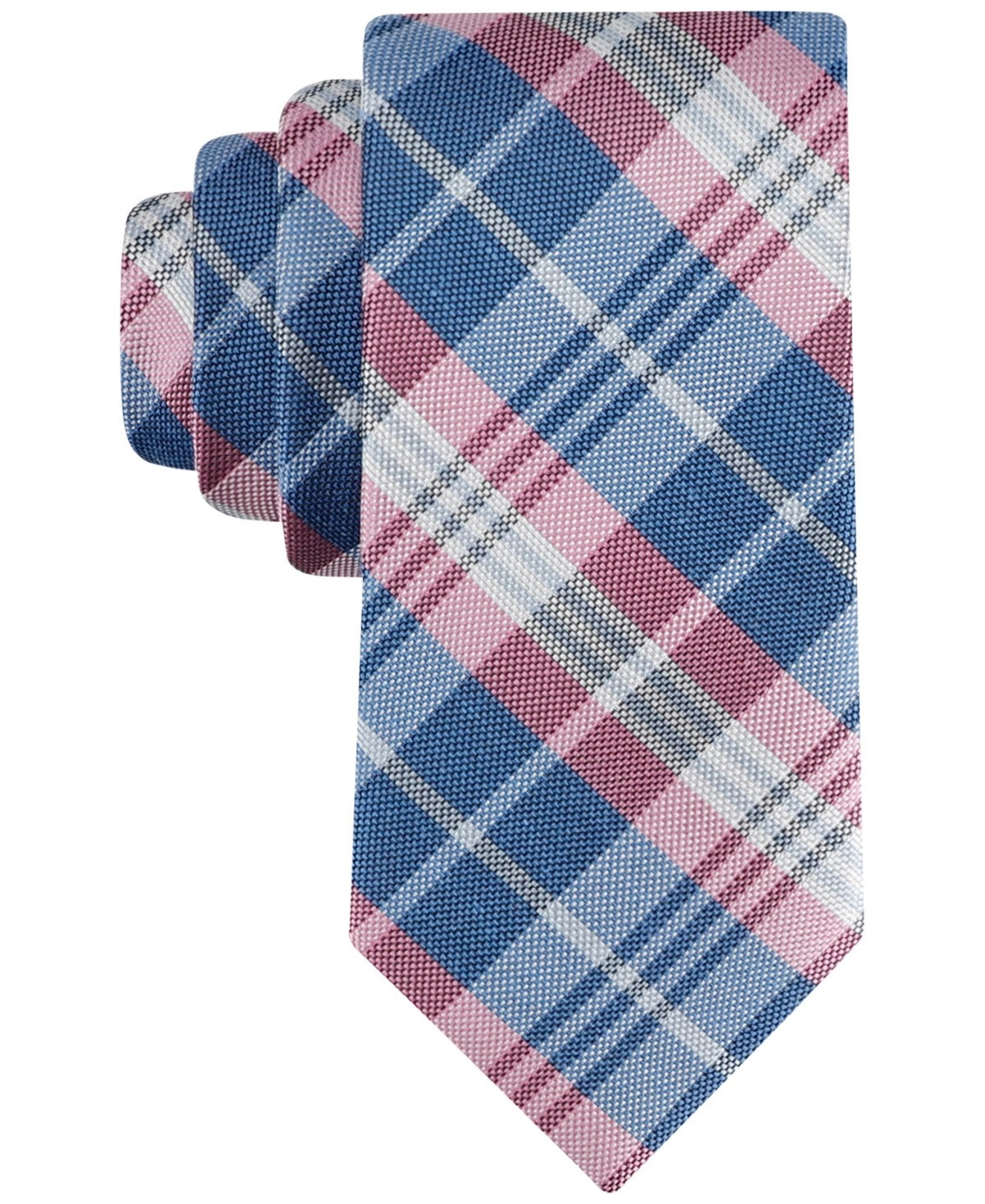 Tommy Hilfiger Mens Arcadia Plaid Neck Tie Pink Blue