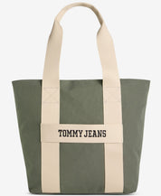 Tommy Hilfiger Mens Retro Logo Tote Bag Pewter Green