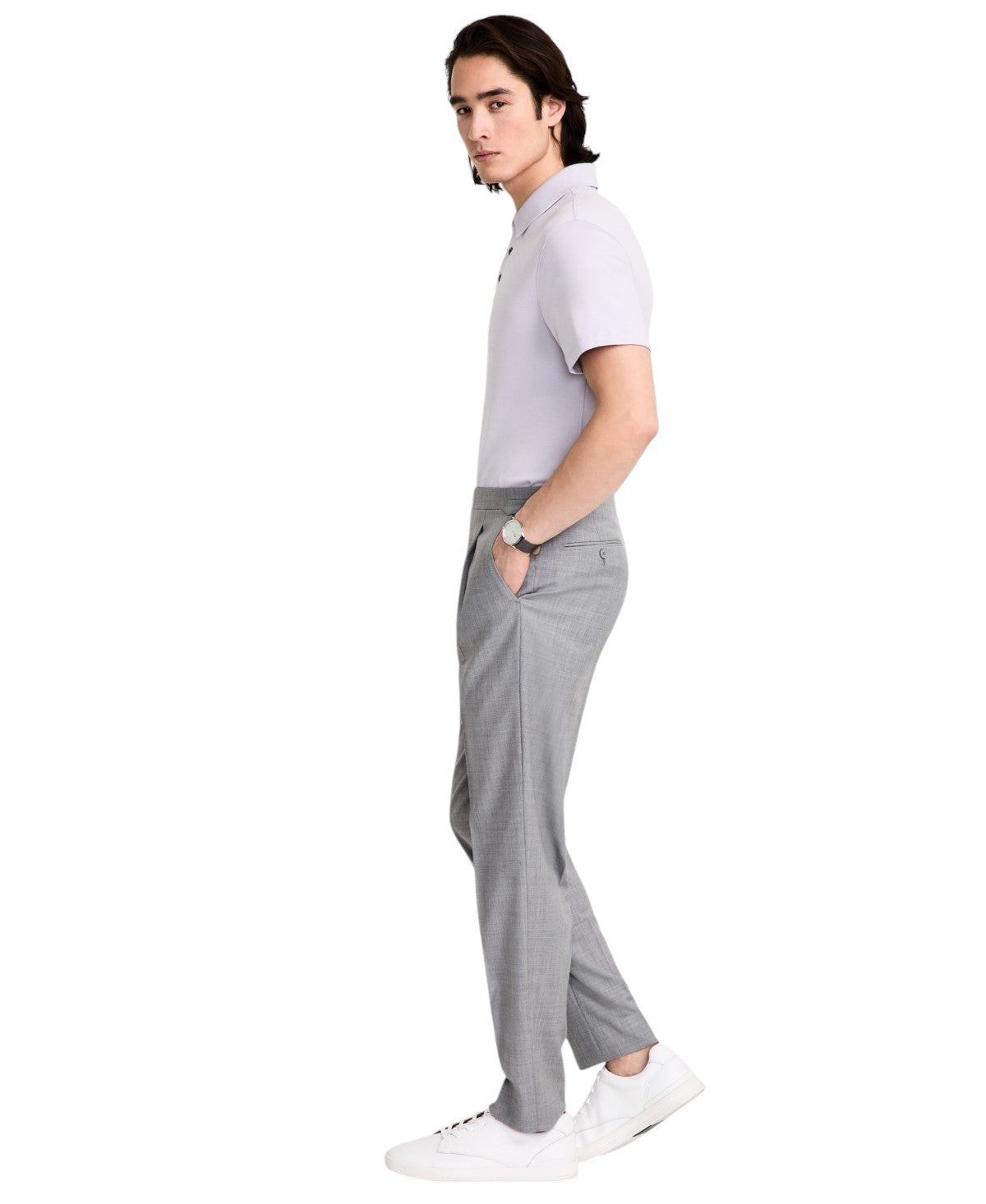 Calvin Klein Mens Slim fit Wool Dress Pants 42 / 30 Mid Gray Solid