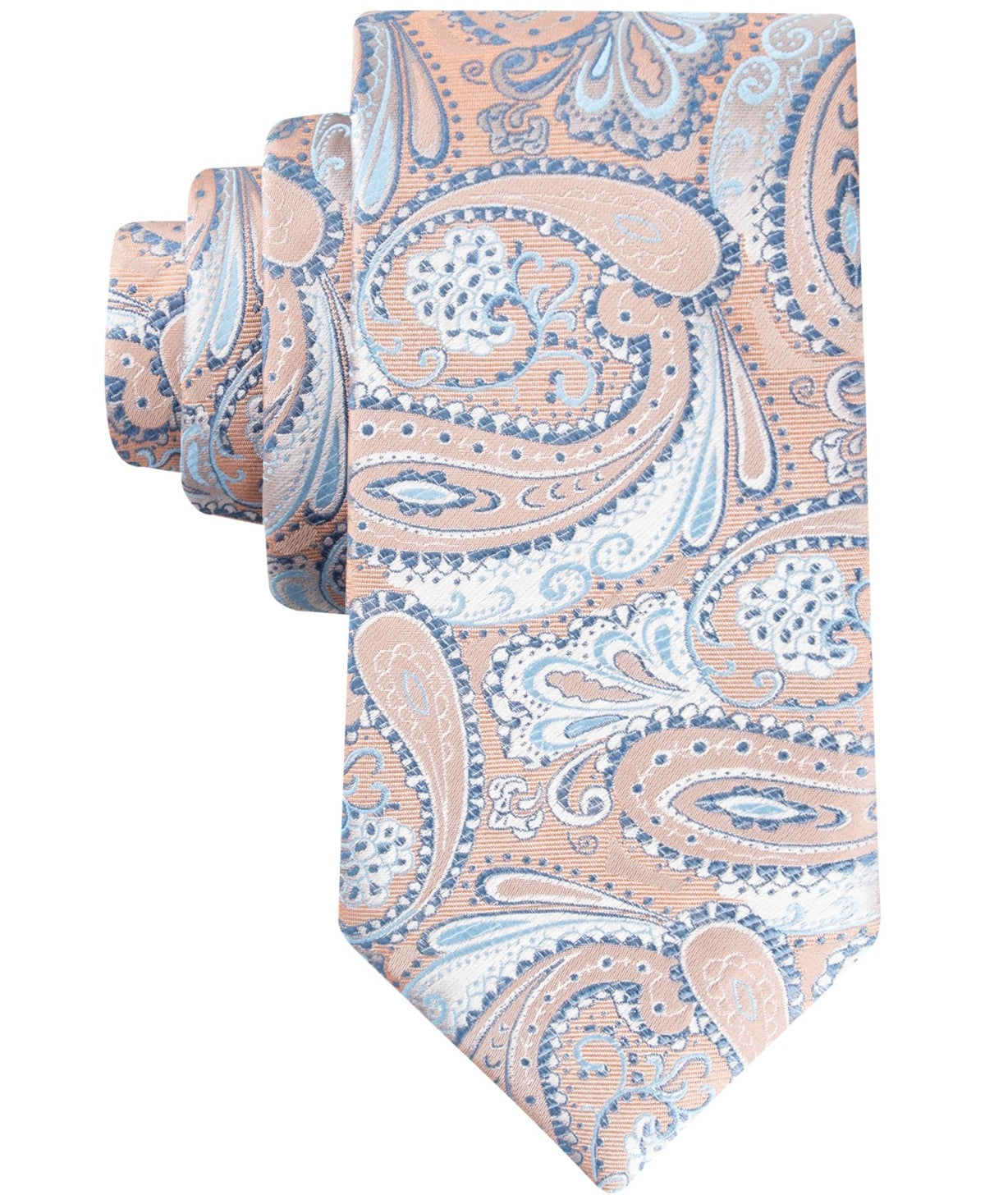 Tommy Hilfiger Mens Bell Paisley Neck Tie Orange Blue Silver