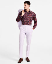 Bar Iii Mens Slim fit Dress Pants 30 / 30 Purple Solid Stretch Linen