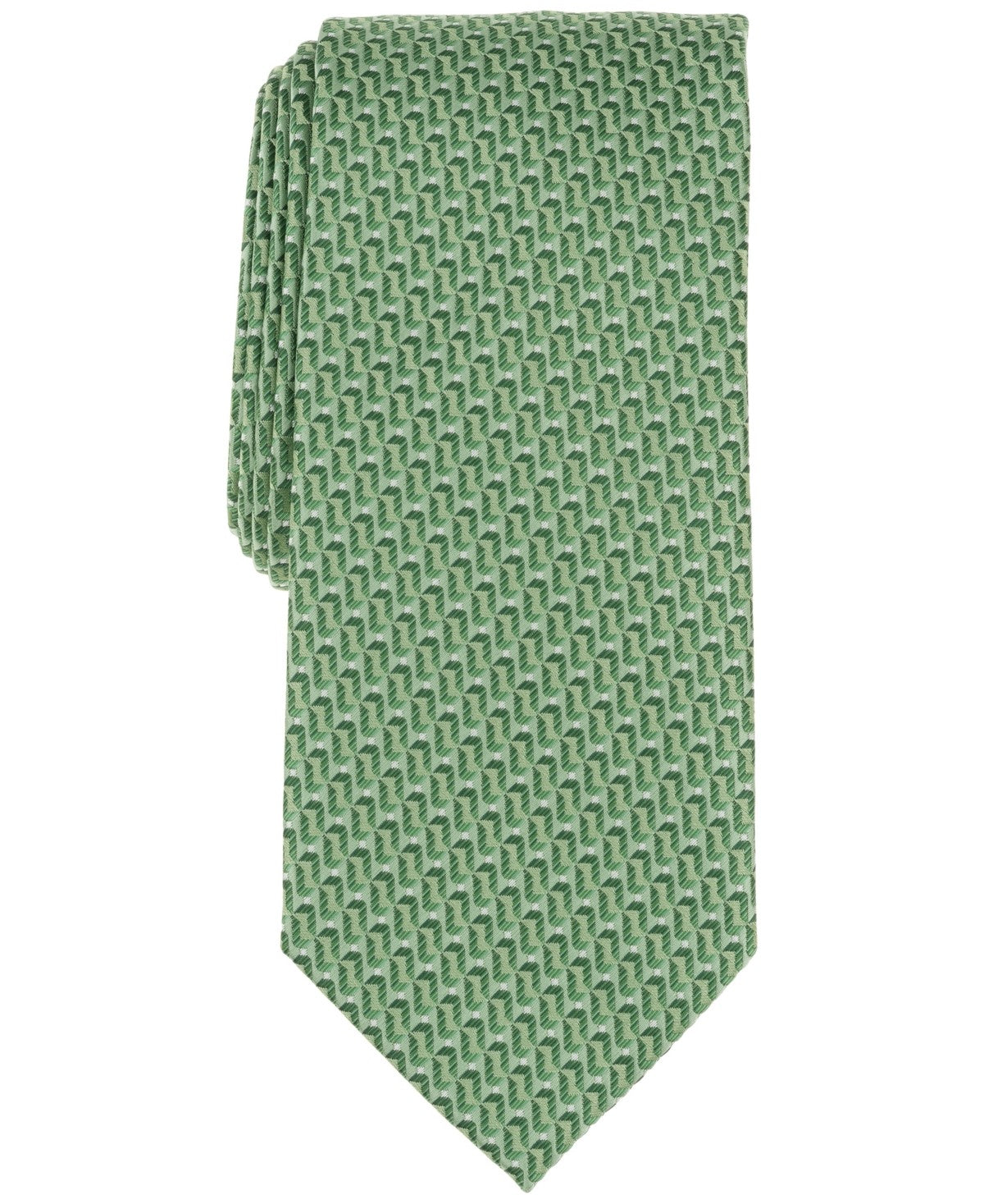 Perry Ellis Portfolio Mens Regular fit Tie Necktie  Green Langer Geometric