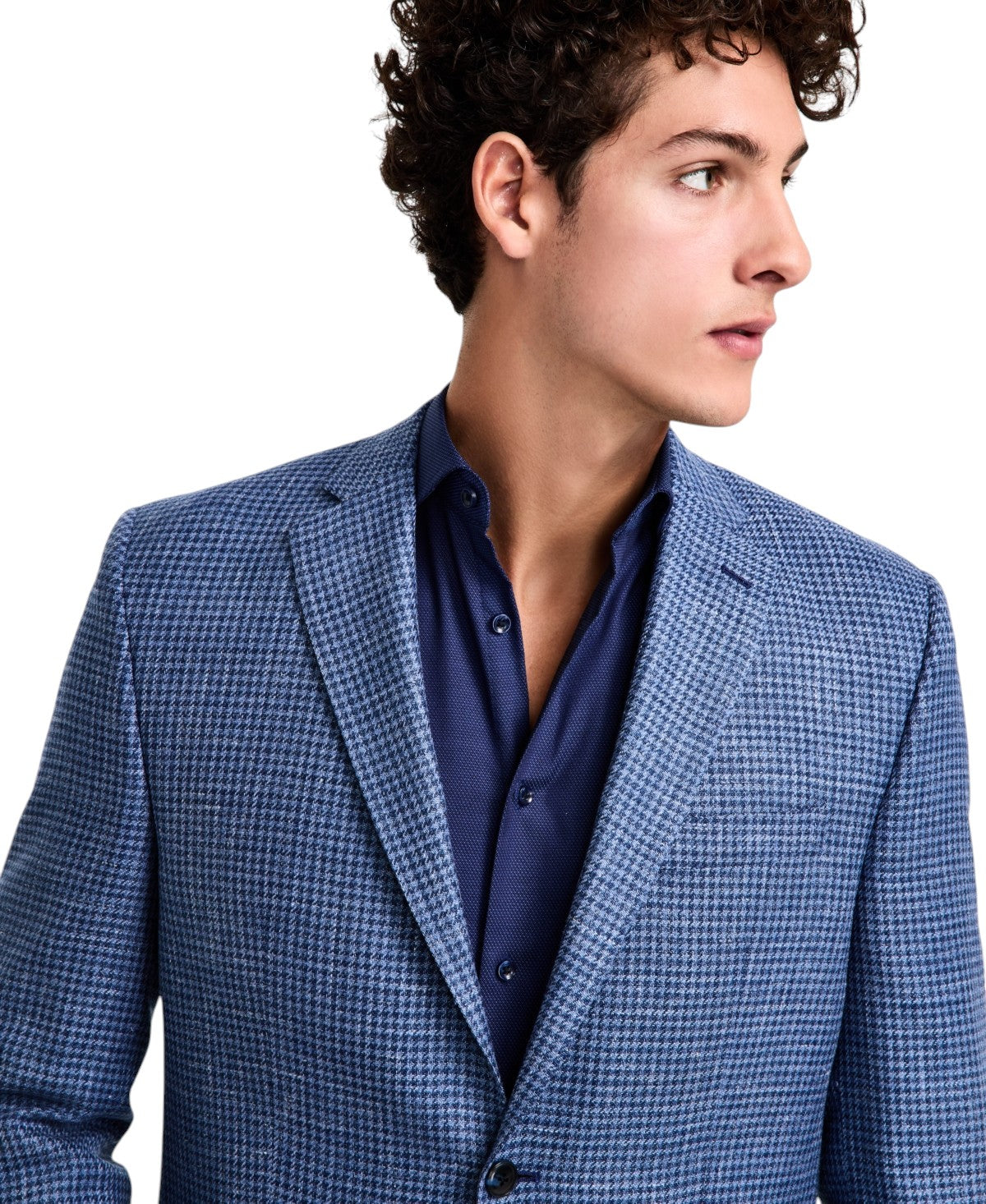 Michael Kors Mens Classic fit Wool Linen Sport Coat Blazer 38 R Mid Blue Plaid