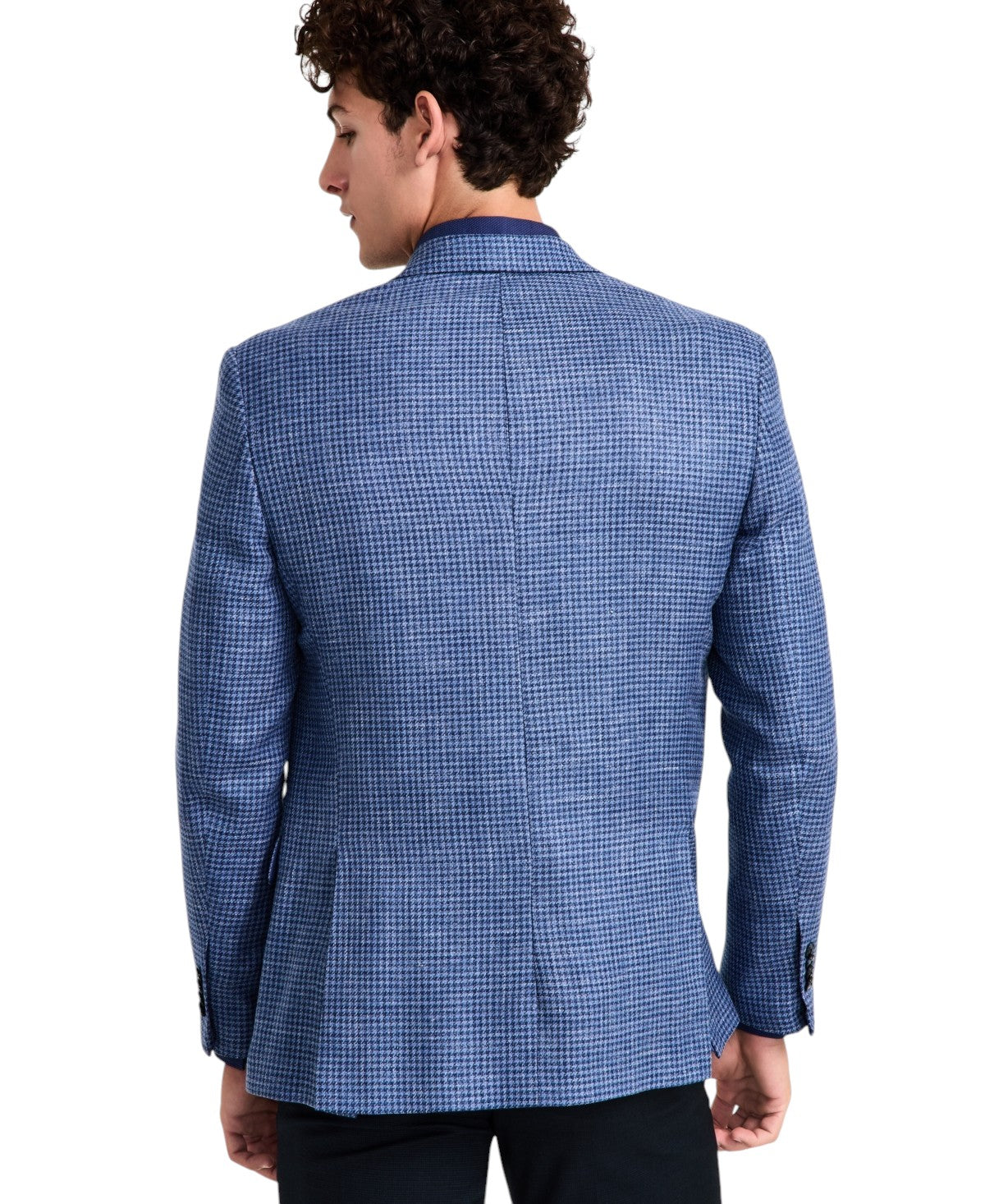 Michael Kors Mens Classic fit Wool Linen Sport Coat Blazer 38 R Mid Blue Plaid