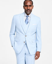 Tayion Mens Regular fit Suit Jacket Blazer 42 S Light Blue Solid Stretch