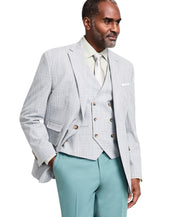 Tayion Mens Classic fit Button-Up Suit Vest Medium Light Grey Solid