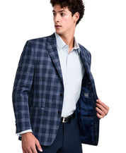 Michael Kors Mens Classic fit Sport Coat Blazer 40 R Navy Blue Plaid