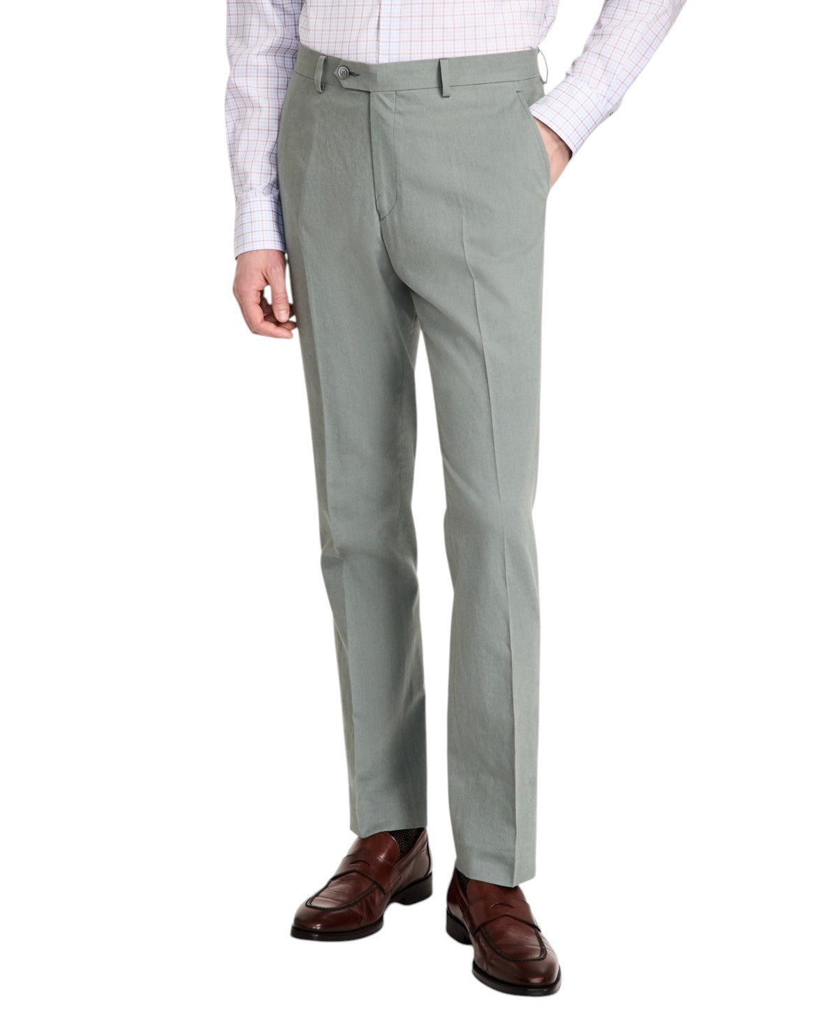 Tommy Hilfiger Mens Modern fit Linen Dress Pants 46 / 32 Green Solid
