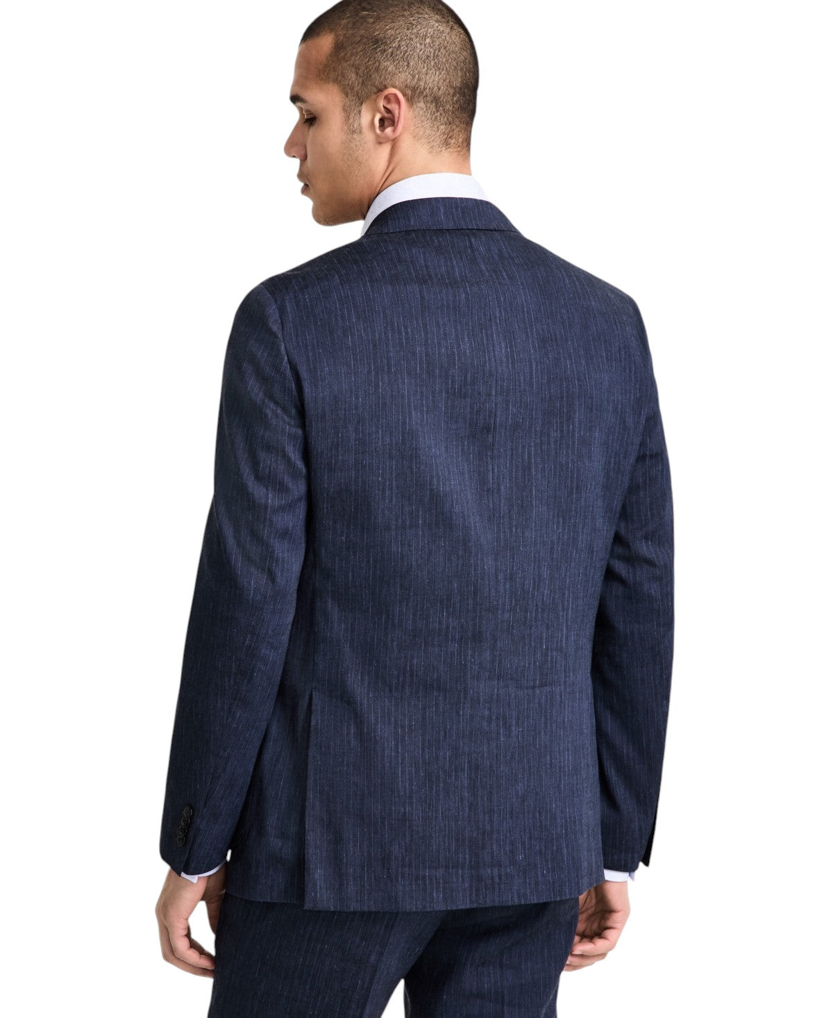 Michael Kors Mens Classic fit  Linen Suit Jacket Blazer 42 L Blue Striped