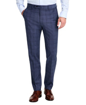 Calvin Klein Mens Slim fit Dress Pants 33 / 32 Navy Blue Plaid Stretch Wool