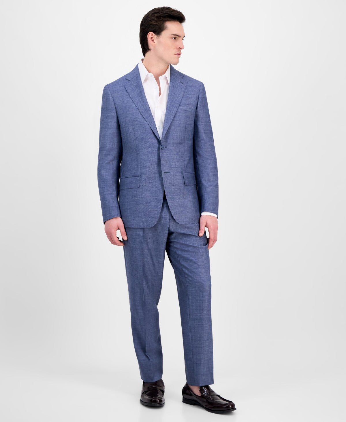 Calvin Klein Mens Slim fit 2 Piece Suit 40 R / 34 Waist Blue Solid Stretch