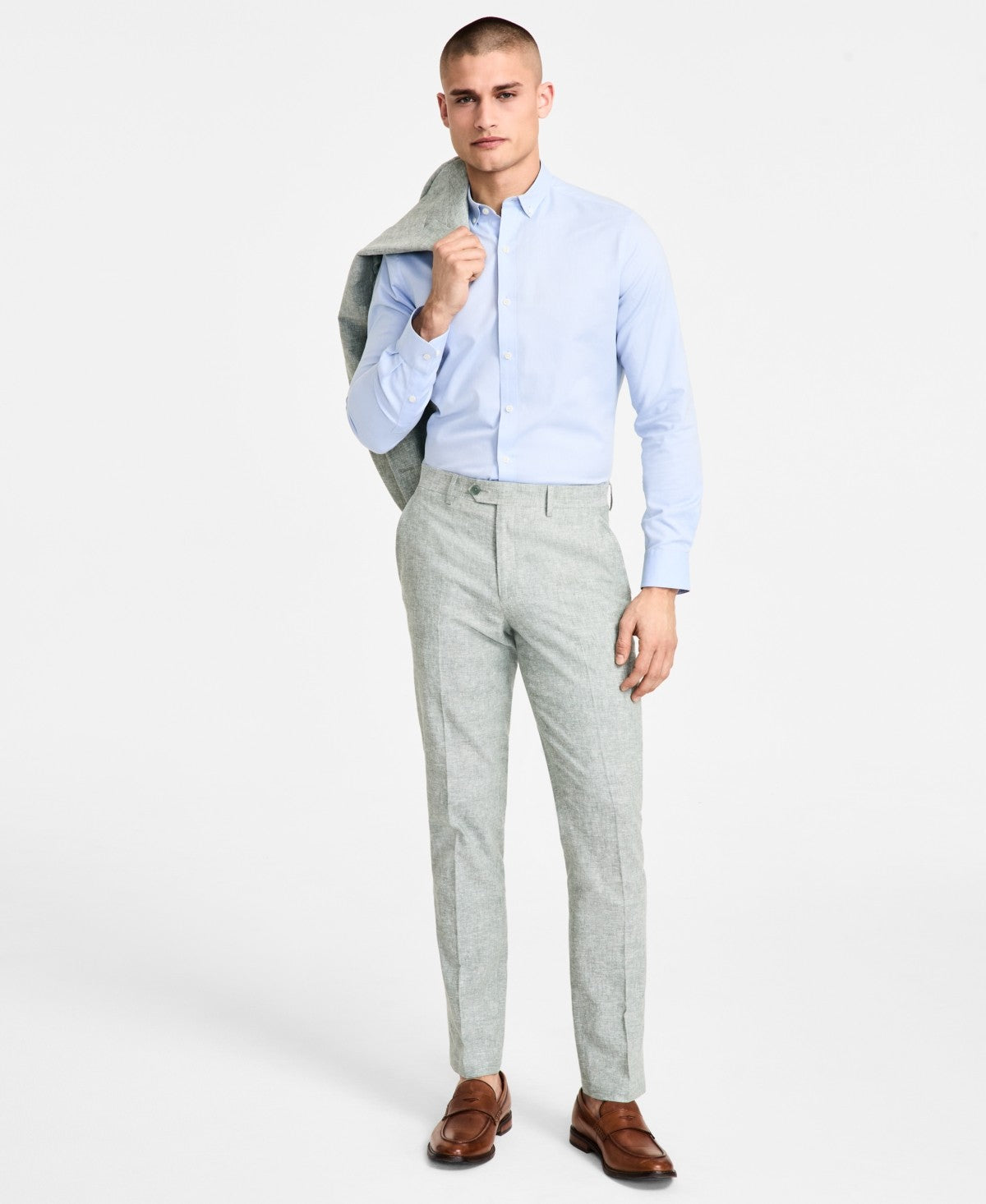 Bar Iii Mens Slim fit Dress Pants 31 / 30 Light Green Solid Stretch Li