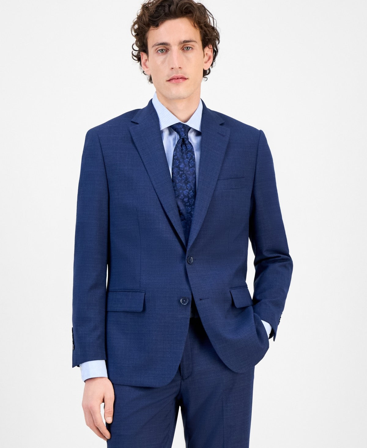 Tallia Mens Classic fit Suit Jacket Blazer 48 R Navy Blue Solid