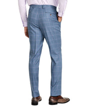 Tayion Mens Classic fit Dress Pants 44 / 30 Teal Blue Plaid
