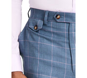 Tayion Mens Classic fit Dress Pants 44 / 30 Teal Blue Plaid