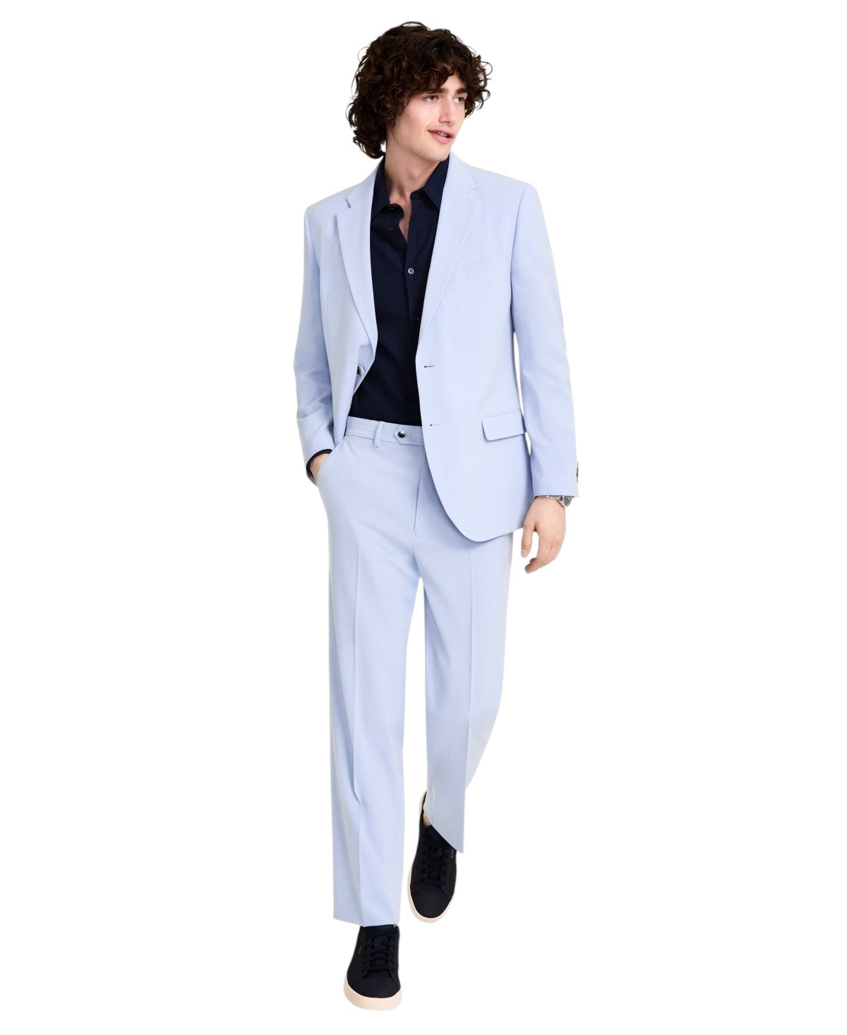 Nautica Mens Modern fit 2 Piece Suit 36 S / 30 Waist Light Blue Solid Stretch