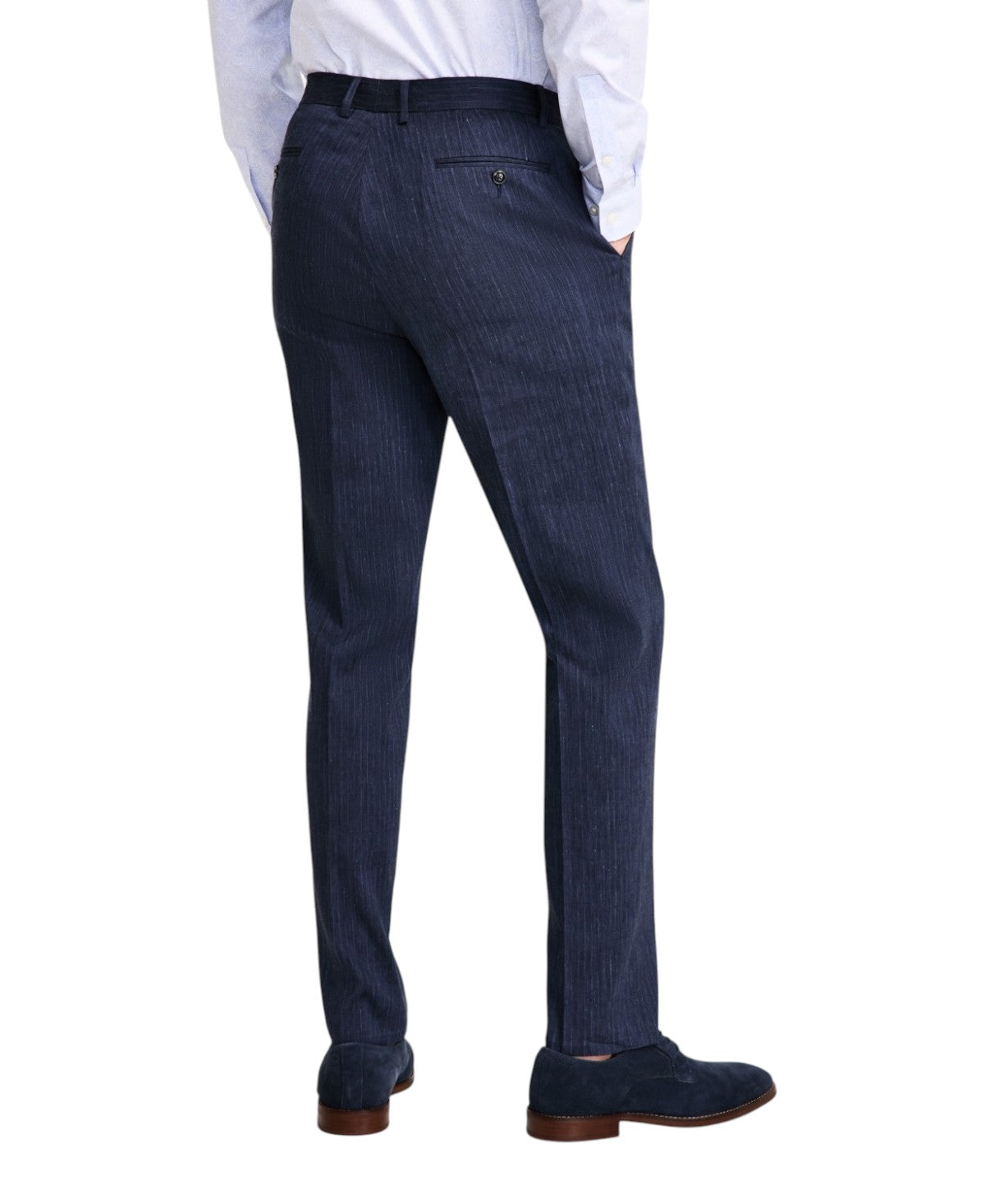 Michael Kors Mens Classic fit Dress Pants 42 / 32 Navy Blue Striped Linen