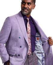 Tallia Mens Slim fit Wool Linen Double Breasted Suit Jacket Blazer 40 S Purple