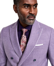 Tallia Mens Slim fit Wool Linen Double Breasted Suit Jacket Blazer 40 S Purple