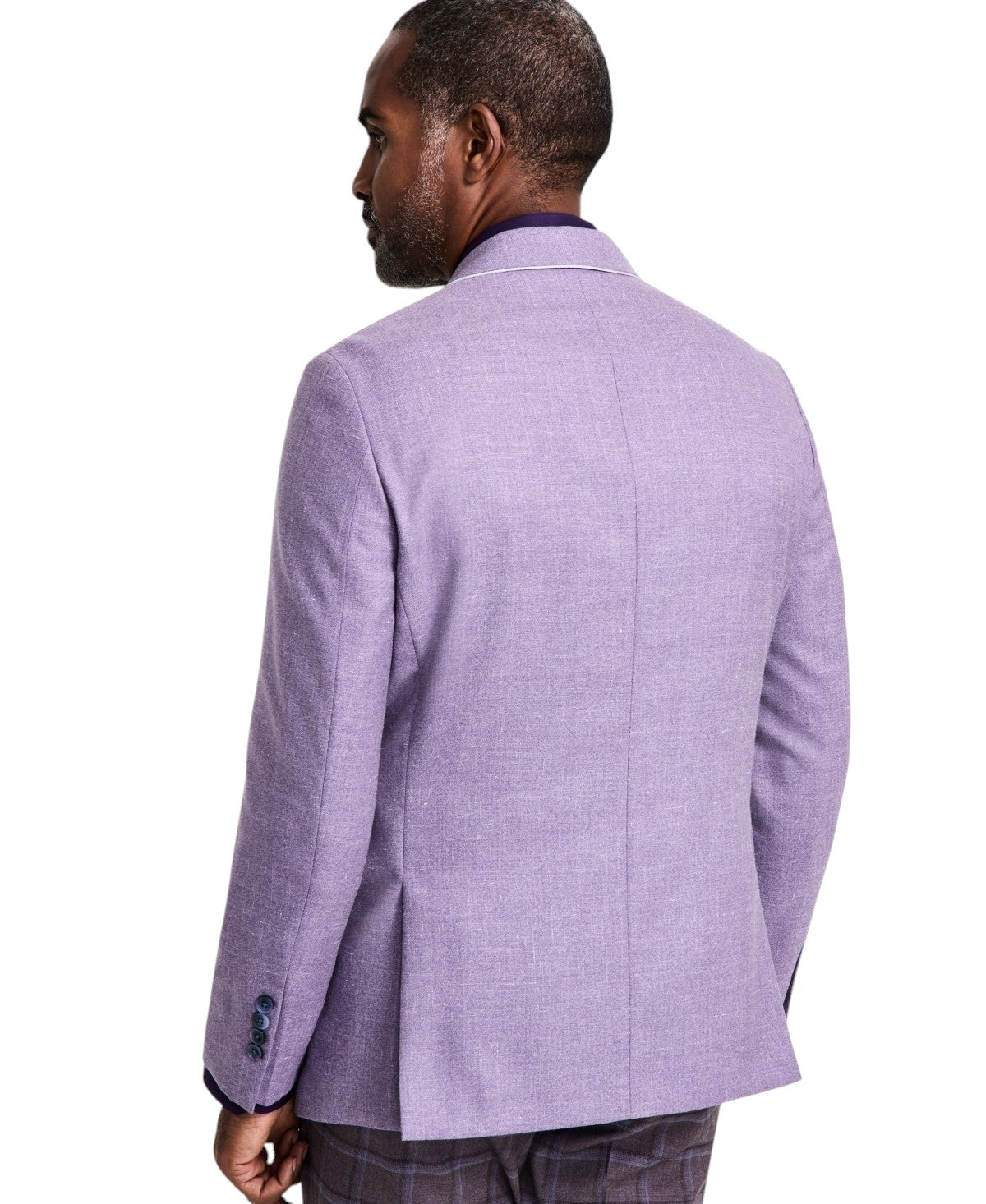 Tallia Mens Slim fit Wool Linen Double Breasted Suit Jacket Blazer 40 S Purple