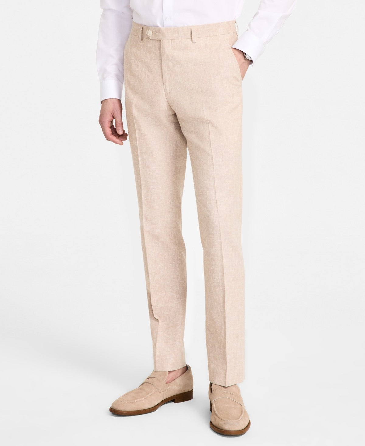 Tommy Hilfiger Mens Modern fit  Linen Cotton Dress Pants 46 / 32 Beige Solid