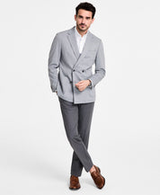 Michael Kors Mens Classic fit Double Breasted Sport Coat Blazer 44 L Grey Solid