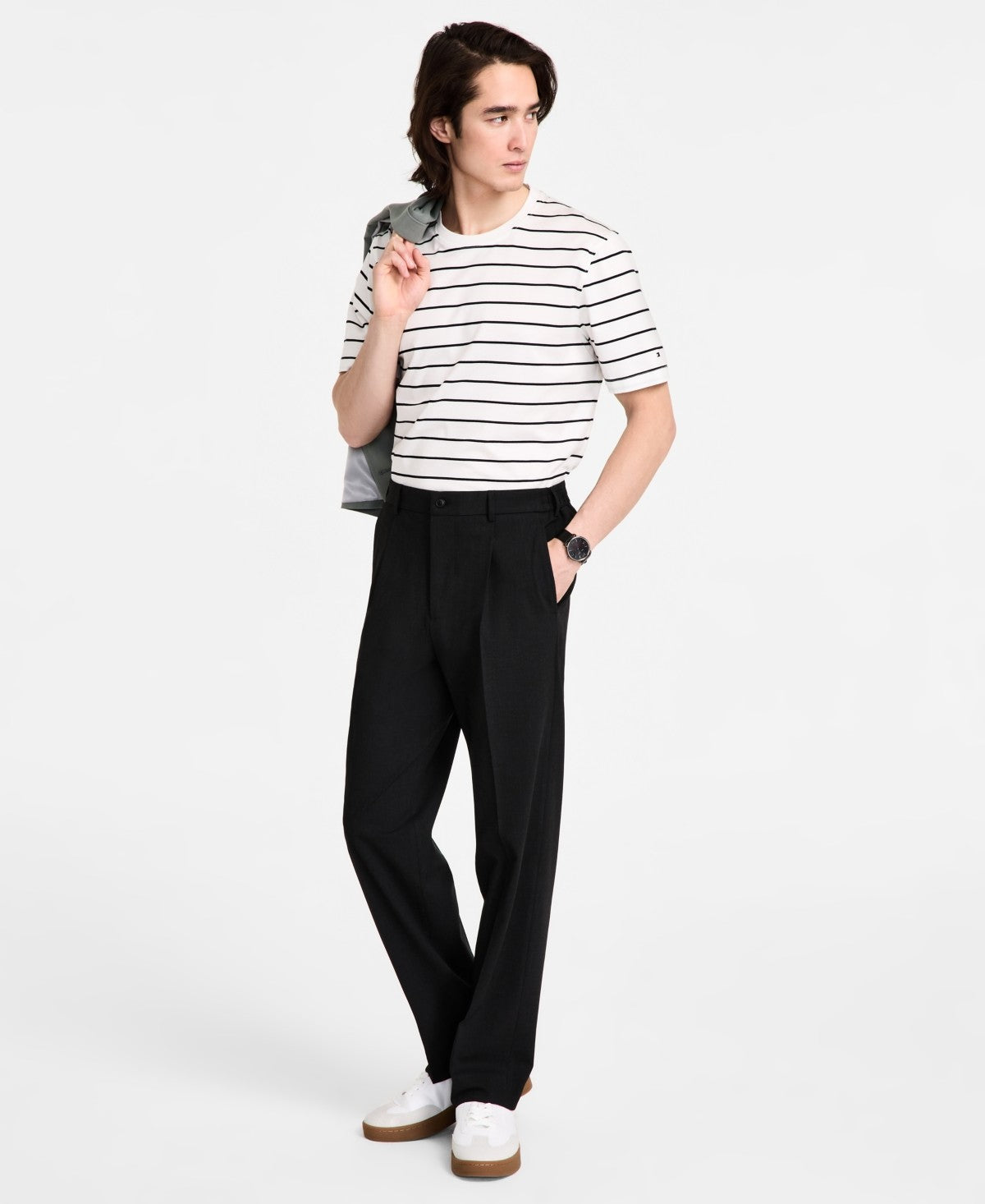Tommy Hilfiger Mens Relaxed fit Dress Pants 34 / 30 Dark Grey Solid St – Bristol Apparel Co