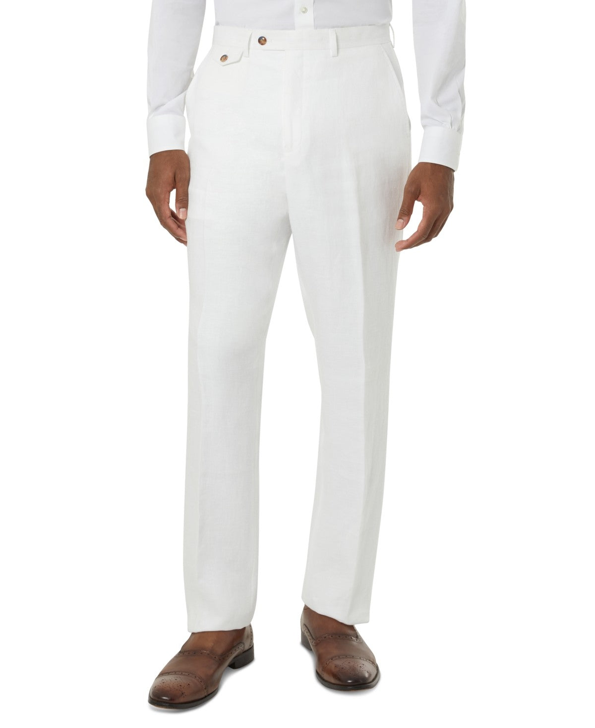 Tayion Mens Classic fit Dress Pants 36 / 34 White Herringbone
