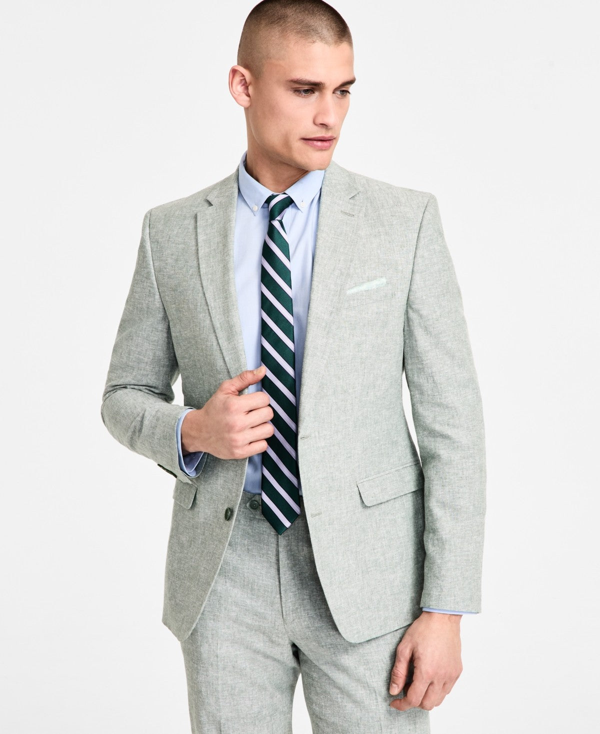 Bar Iii Mens Slim fit Suit Jacket Blazer 38 L Sage Green Solid