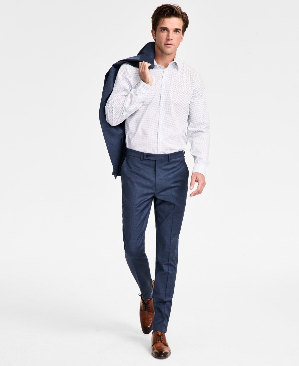 Calvin Klein Mens Skinny fit Dress Pants 34 / 32 Blue Solid Stretch