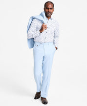 Tayion Mens Regular fit Dress Pants 42 / 32 Light Blue Solid Stretch
