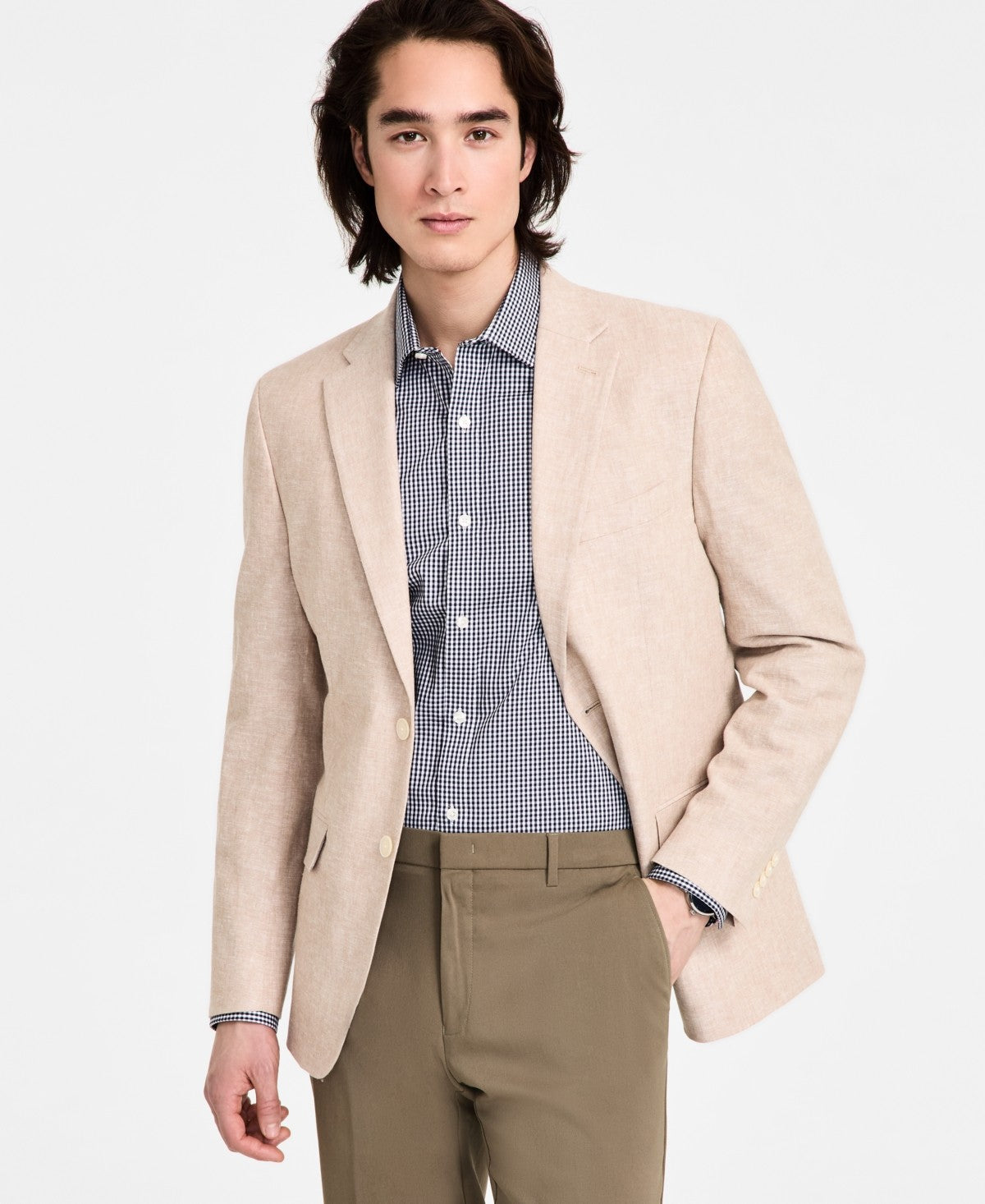 Tommy Hilfiger Mens Modern fit Sport Coat Blazer 36 S Beige Solid