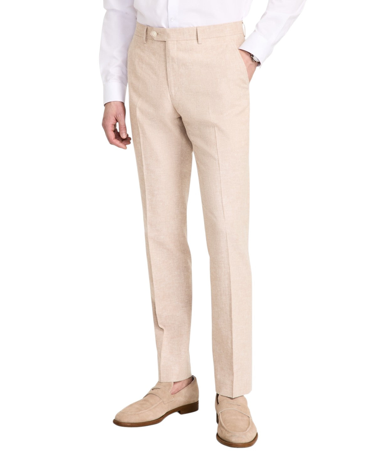 Tommy Hilfiger Mens Modern fit Linen Dress Pants 34 / 30 Beige Solid