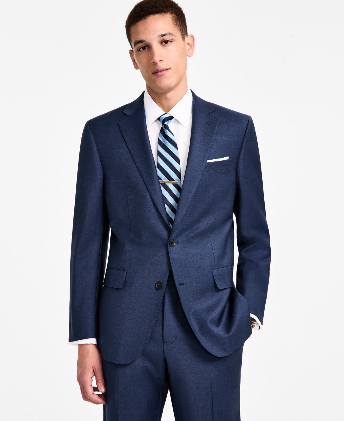 Brooks Brothers Mens Classic fit Suit Jacket Blazer 44 R Navy Blue Solid Stretch