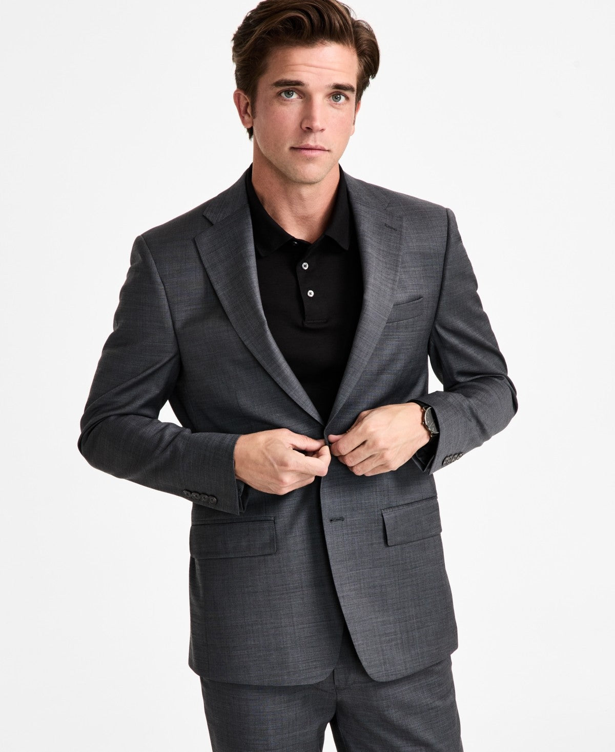 Calvin Klein Mens Slim fit Suit Jacket Blazer 44 L Charcoal Grey Solid Stretch