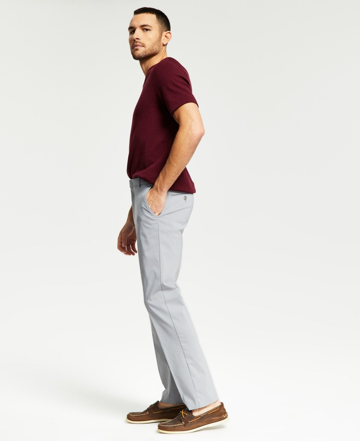 Tommy Hilfiger Mens Modern fit Dress Pants 31 / 34 Grey Solid Stretch