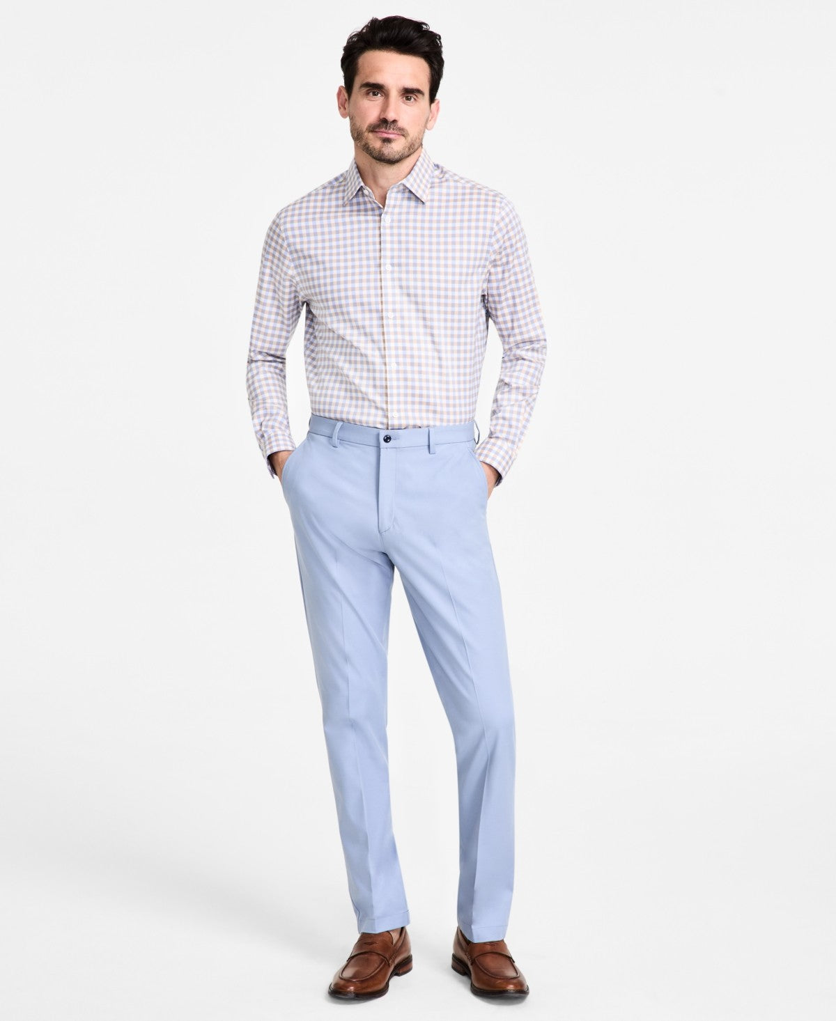 Michael Kors Mens Classic fit Dress Pants 36 / 34 Light Blue Solid Stretch