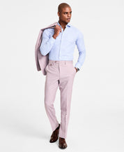 Tayion Mens Regular fit Dress Pants 40 / 32 Pink Plaid Stretch