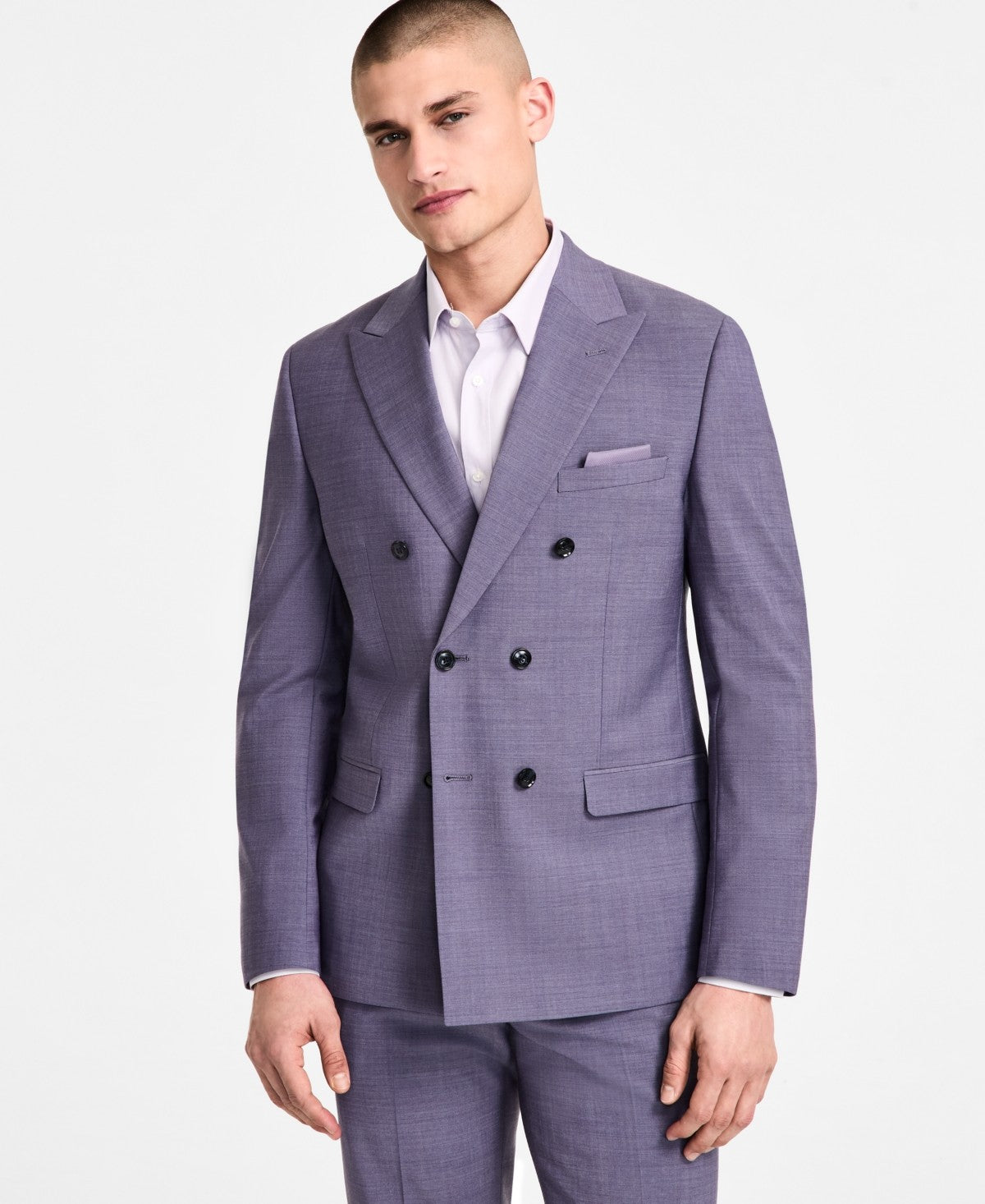 Bar Iii Mens Slim fit Double Breasted Suit Jacket Blazer 46 R Purple Solid