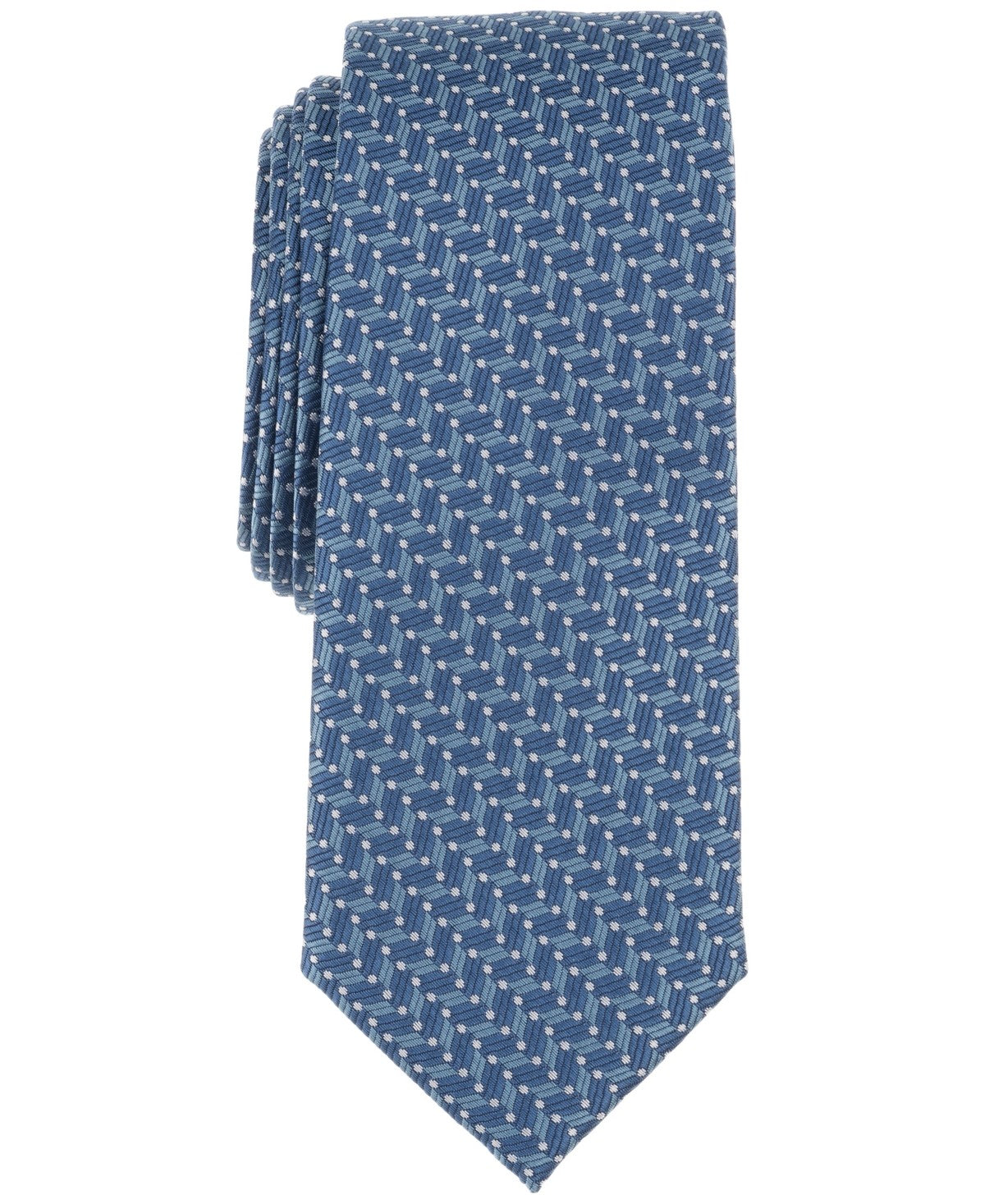 Alfani Mens Chrissie Geo-Pattern Neck Tie Blue Denim